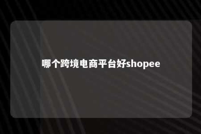 哪个跨境电商平台好shopee 跨境电商%shopee