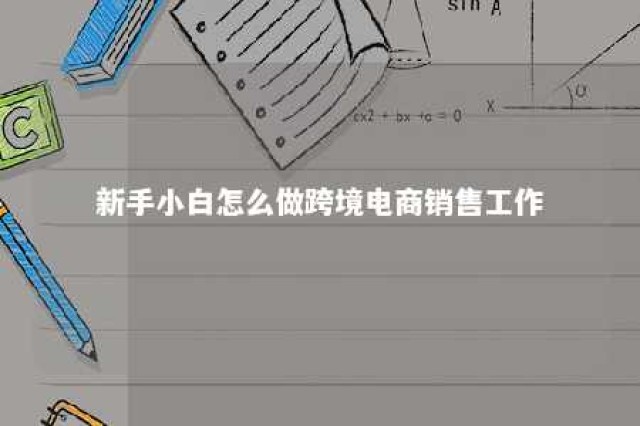 新手小白怎么做跨境电商销售工作